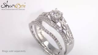 14K White Gold Pave Set Diamond Engagement Ring with Celtic Knot Design