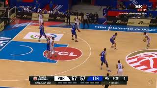Tremont Waters Italy Vs Puerto Rico 9 Pts, 12 Ast Olympic Qualifying Tournament Highlights