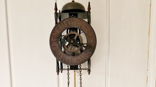 Antique German Clock  Skeleton Wall Clock Weight-Driven Pendulum