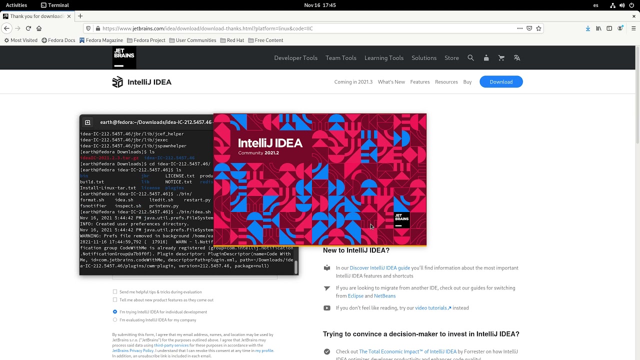 intellij-idea-installation-in-fedora-34-no-commentary-youtube