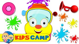 learn colors with wheels on the bus bus painting with elly and more nursery rhymes by kidscamp