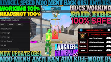 OB51 HACK ✅ Free Fire Headshot Hack 👽 Free fire Mod Menu Apk Autokill + fly Hack FF Panel Hack ✅❤️💯