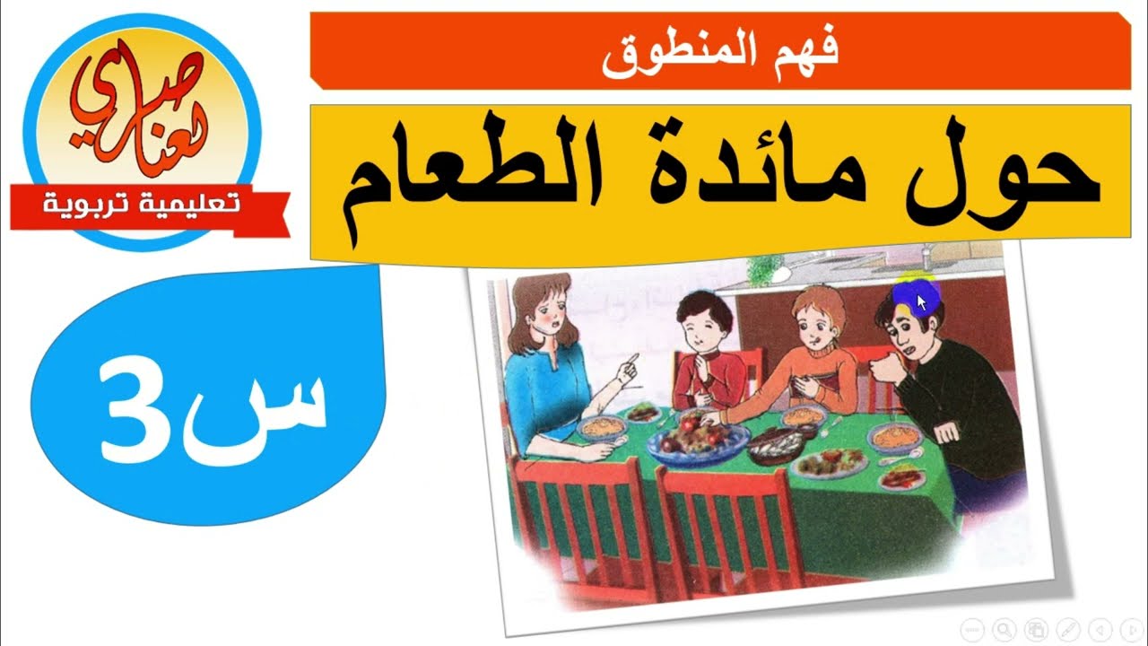 حول مائدة الطعام فهم المنطوق للسنة الثالثة