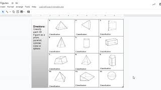 Classifying 3D Figures Instructions