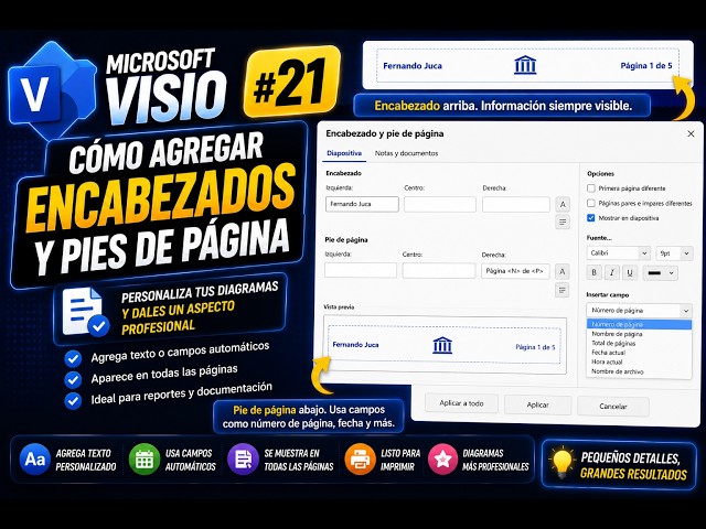 Microsoft Visio #21 | Cómo Agregar Encabezados y Pies de Página