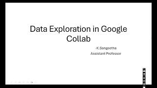 Data Exploration in Google Collab