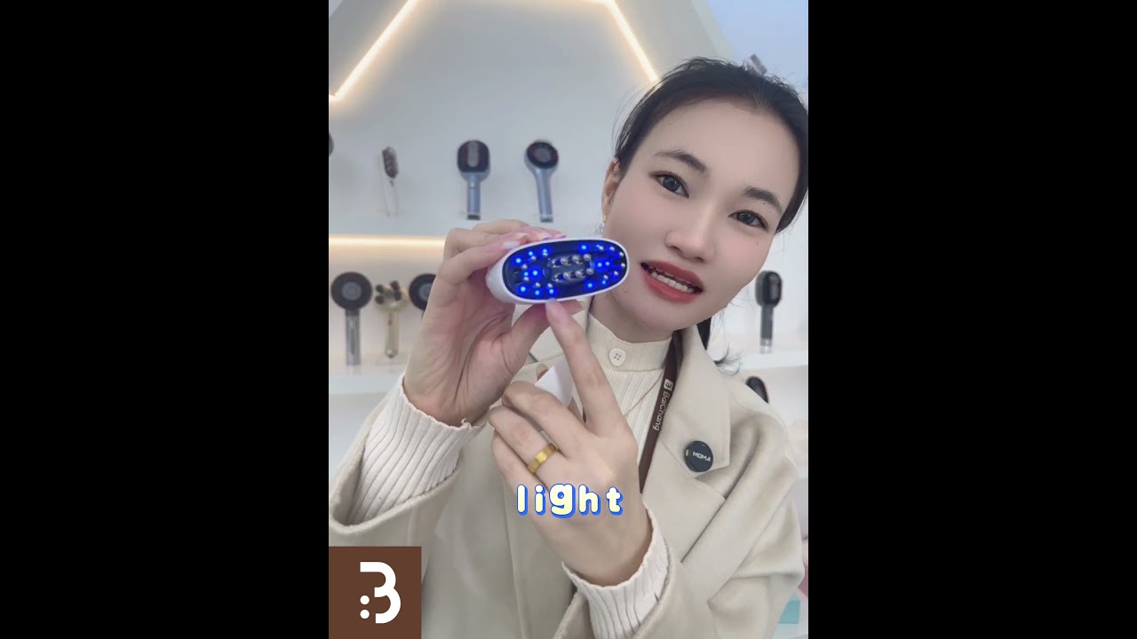 PM155 Mini-Size Massage Comb | Red & Blue Light Therapy, Vibration Massage, & Oil Infusion