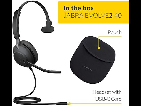 Jabra Evolve2 40 PC Headset – USB-C Cable – Black (Unboxing)