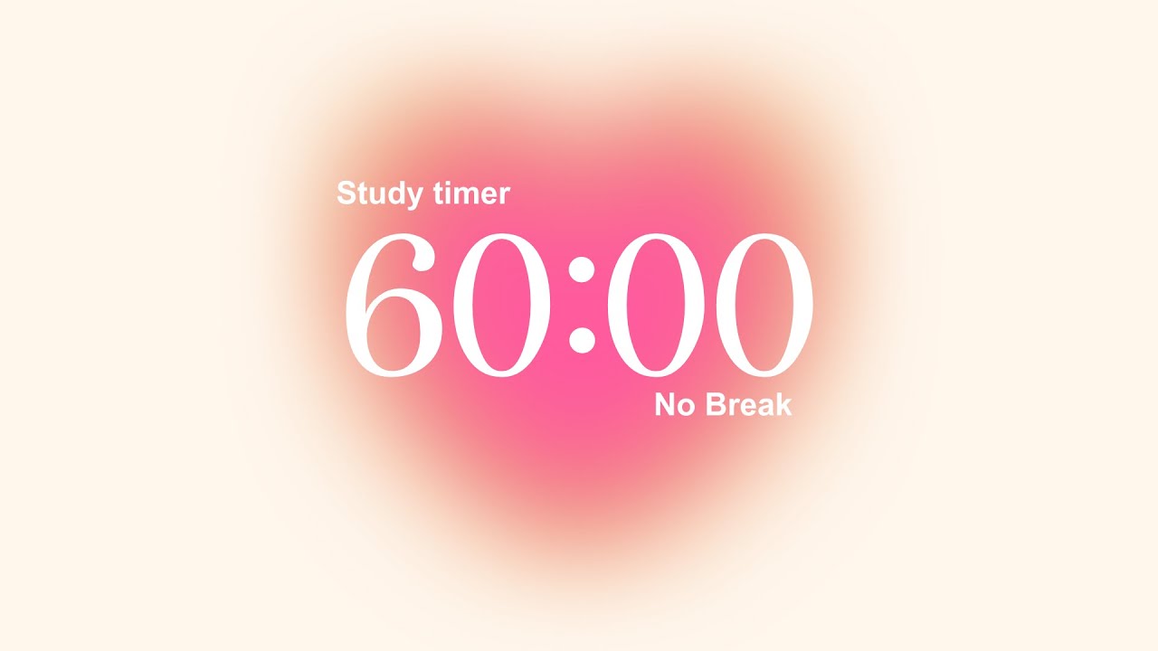 1-Hour Pink & Orange Aura Study Timer | No Breaks, No Music | Deep Focus ⏳✨