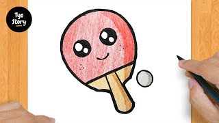 #130 How to Draw a Cute Table Tennis Racket - Easy Drawing Tutorial