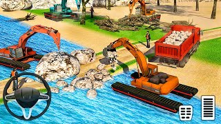 River Bridge Construction Simulator - Excavator Crane Driver 3D - Android Gameplay screenshot 2
