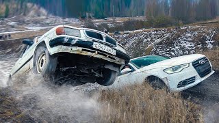 Дедушка На Волге Устроил Шоу Для Audi И Bmw / Замес На Бездорожье