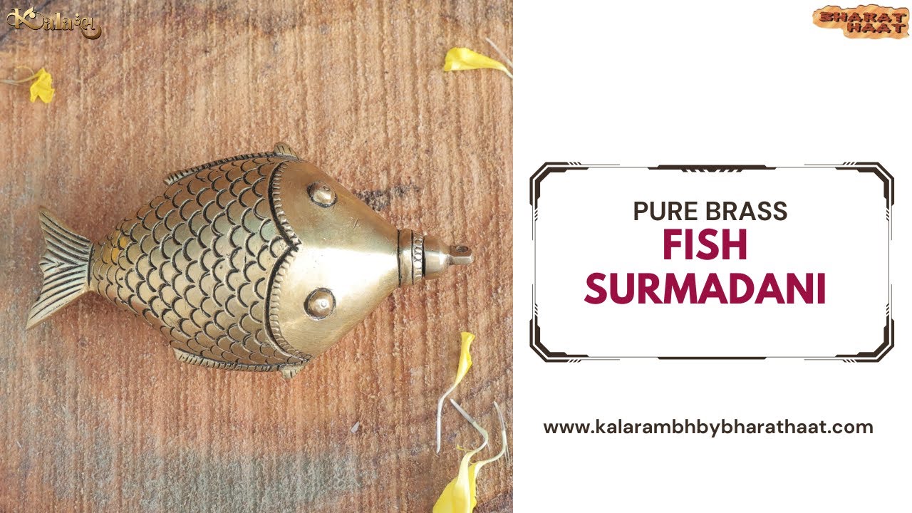 Pure Brass Artistic Fish Surmadani Showpiece