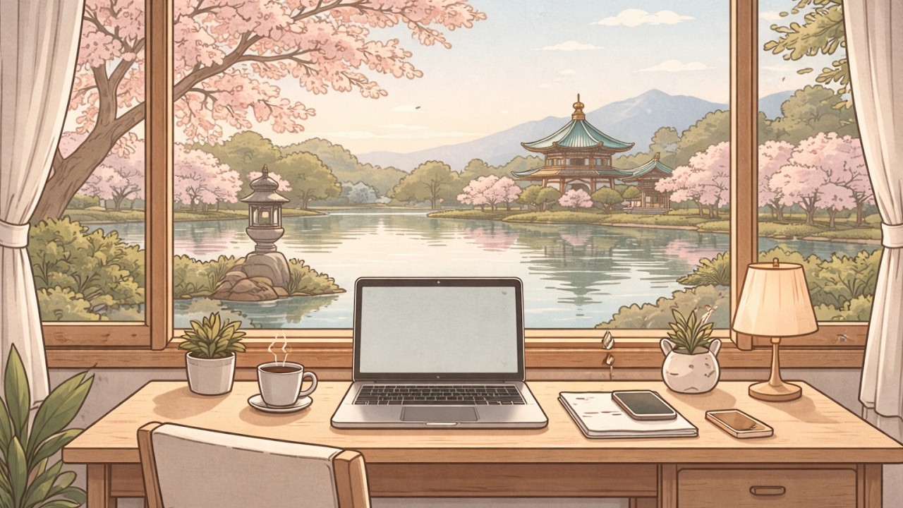 Chill Study Beats | 45-Minute Focus Flow 🌸 Sakura Garden Vibes