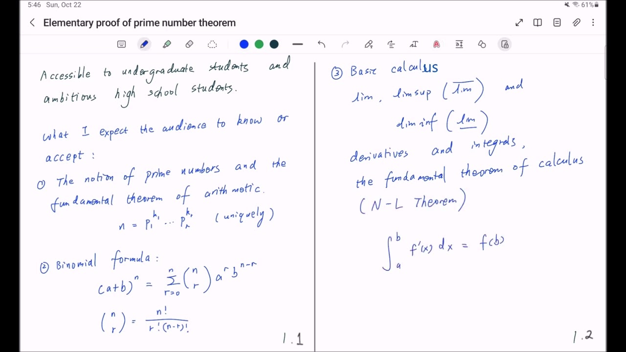 Elementary proof of prime number theorem 01 you only need to know calculus, primes and binomials!