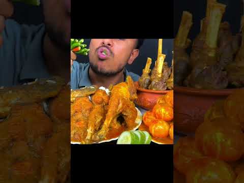 ASMR eating spicy chilli deshi mutton curry handi mutton nalli curry mukbang eating
