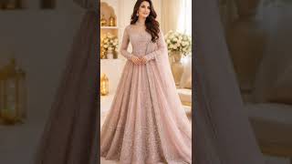 peach colour long frock #newsuitdesignforkarwachauth #weddingdress #indiandesignerwear #wedding