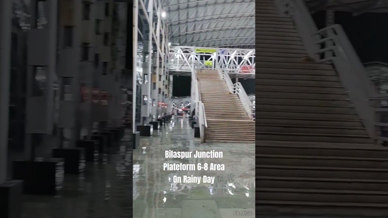 Bilaspur Junction Plateform 6,7 and 8 Area on Rainy Day