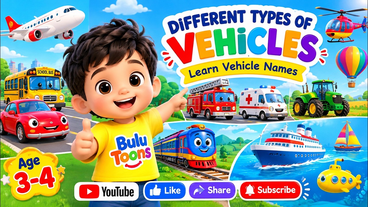 🚗 Different Types of Vehicle for Kids 🚂 ️ | Learn Vehicle Names with ...