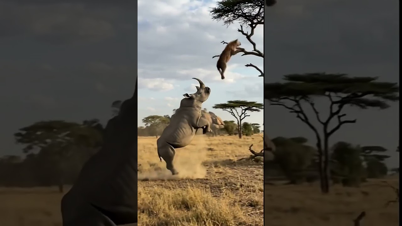 rhino attack hyena
