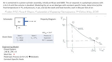 Air as an Ideal Gas in an Adiabatic Polytropic Process -- Engineering Thermodynamics 50/107