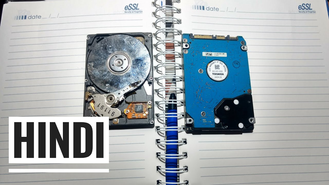 Inside laptop's mini hard-disk mechanism
