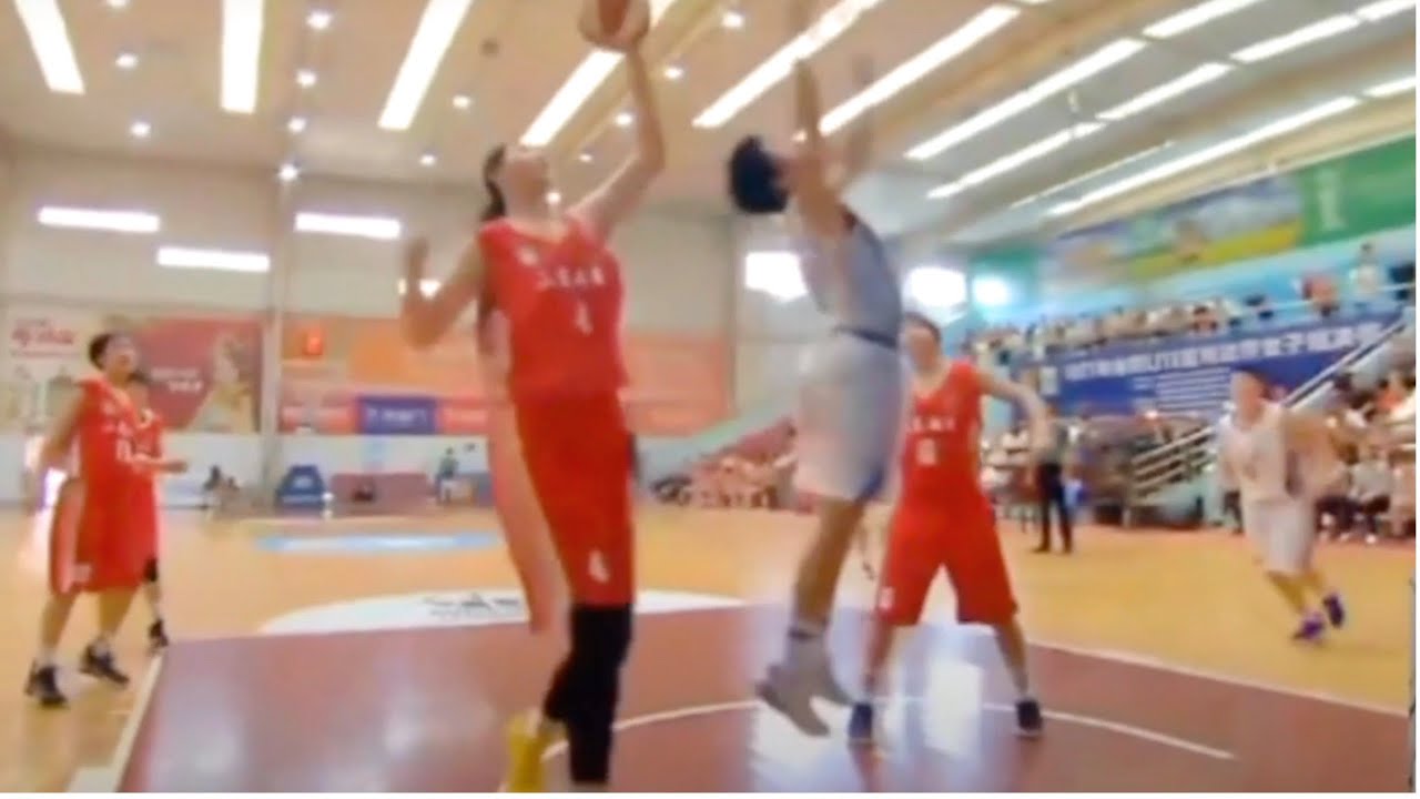 2.27meters tall girl in basketball game, she is ZhangZiYU form China-Full game-quarter3