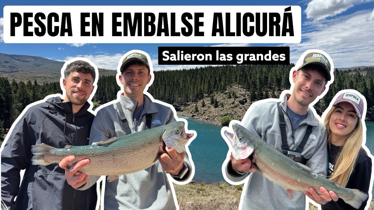 Pesca de truchas en embalse Alicurá - Patagonia Argentina