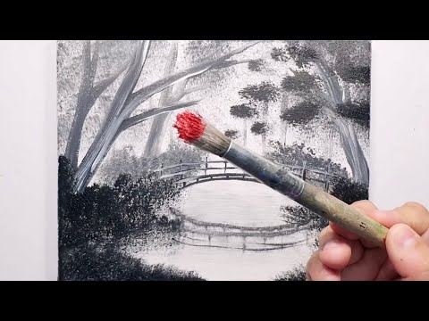 KING ART   BLACK AND WHITE PAINTING REFLECTIONS   N 1136  PAINTING TUTORIAL