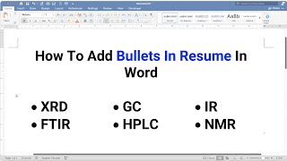 How To Add Bullets In Resume In Word