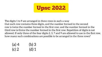 The digits 1 to 9 are arranged in three rows in such a way that each row contains 3 digits