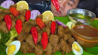 4 KING 👑 CHILLI 🌶🌶🌶🌶 WITH SPICY BEEF LIVER, GRAVY, MUSTARD LEAF, EGG & ONION MUKBANG 😋