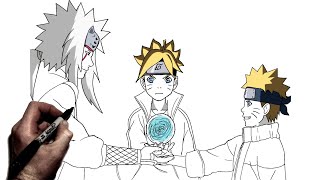How To Draw Naruto, Boruto & Jiraya Rasengan | Step by Step | Boruto screenshot 2