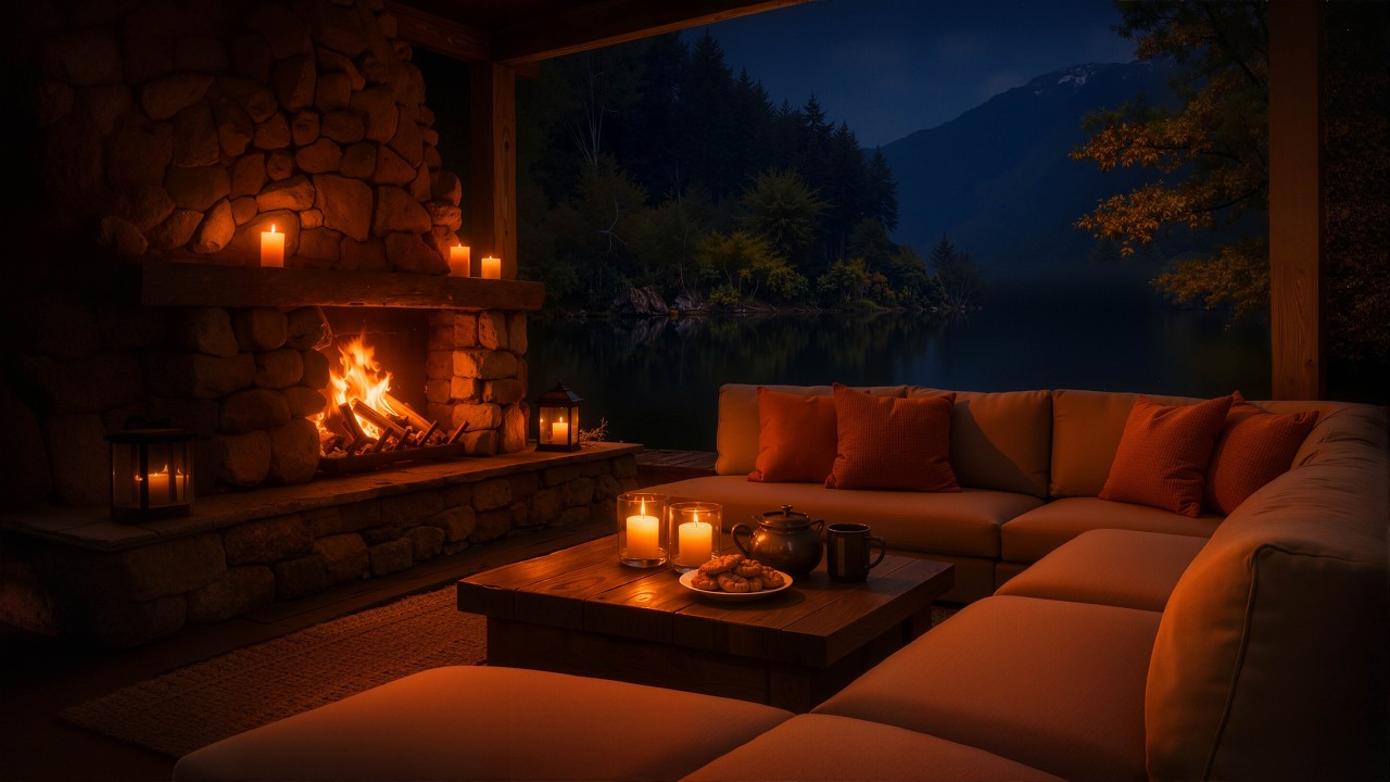 No ads Stop Overthinking Tonight, Fall Asleep Quickly - Rainy Sound & Fire in Forest ⛈️