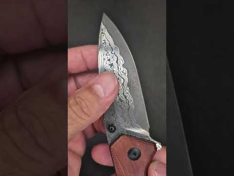 Damascus OFF CENTER NOOO!!! Civivi Photonix BIG but THIN Folding knife Wood Handle Liner Lock Fliper