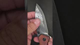 Damascus OFF CENTER NOOO!!! Civivi Photonix BIG but THIN Folding knife Wood Handle Liner Lock Fliper