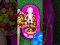 🎁Full Of 3 Rainbow 🌈 Bathtub Candy 🍬 with M&amp;M Magic Slime Cutting Video #toyhouse #babydoll