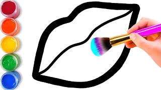 How To Draw Lips With Rainbow Colors for Kids and Toddlers