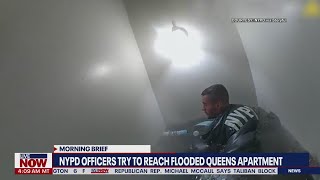 NYPD officers try to reach flooded Queens apartment to save Ida victims
