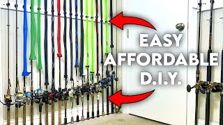 D.I.Y. Fishing Rod Storage Rack Wall Mount (CHEAP EASY BUILD) 