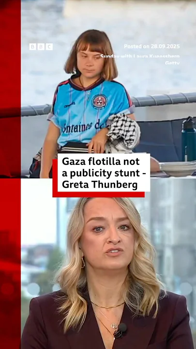 Greta Thunberg denies Gaza flotilla is publicity stunt. #BBCNews