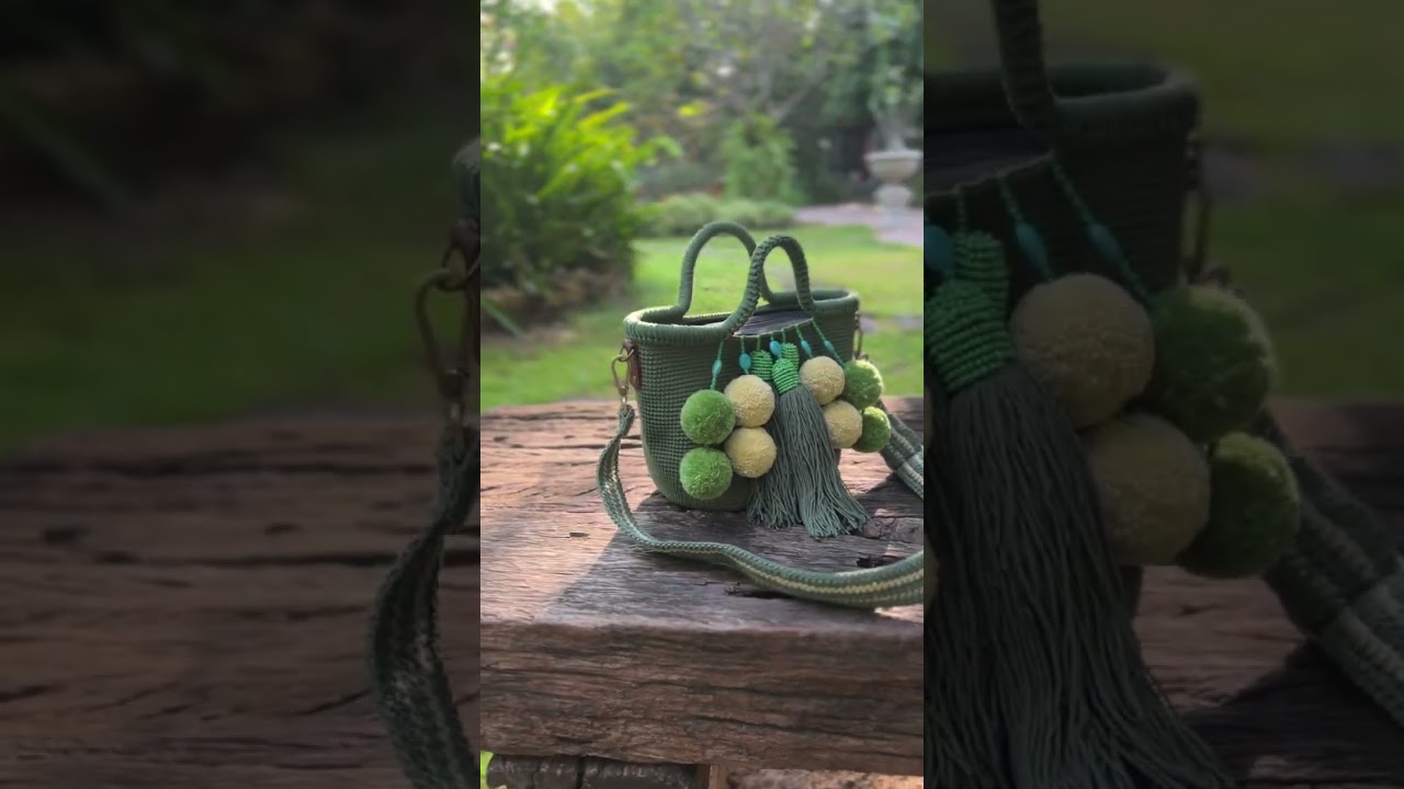 DAO Handicraft - Pom Pom Bag (Pine green)