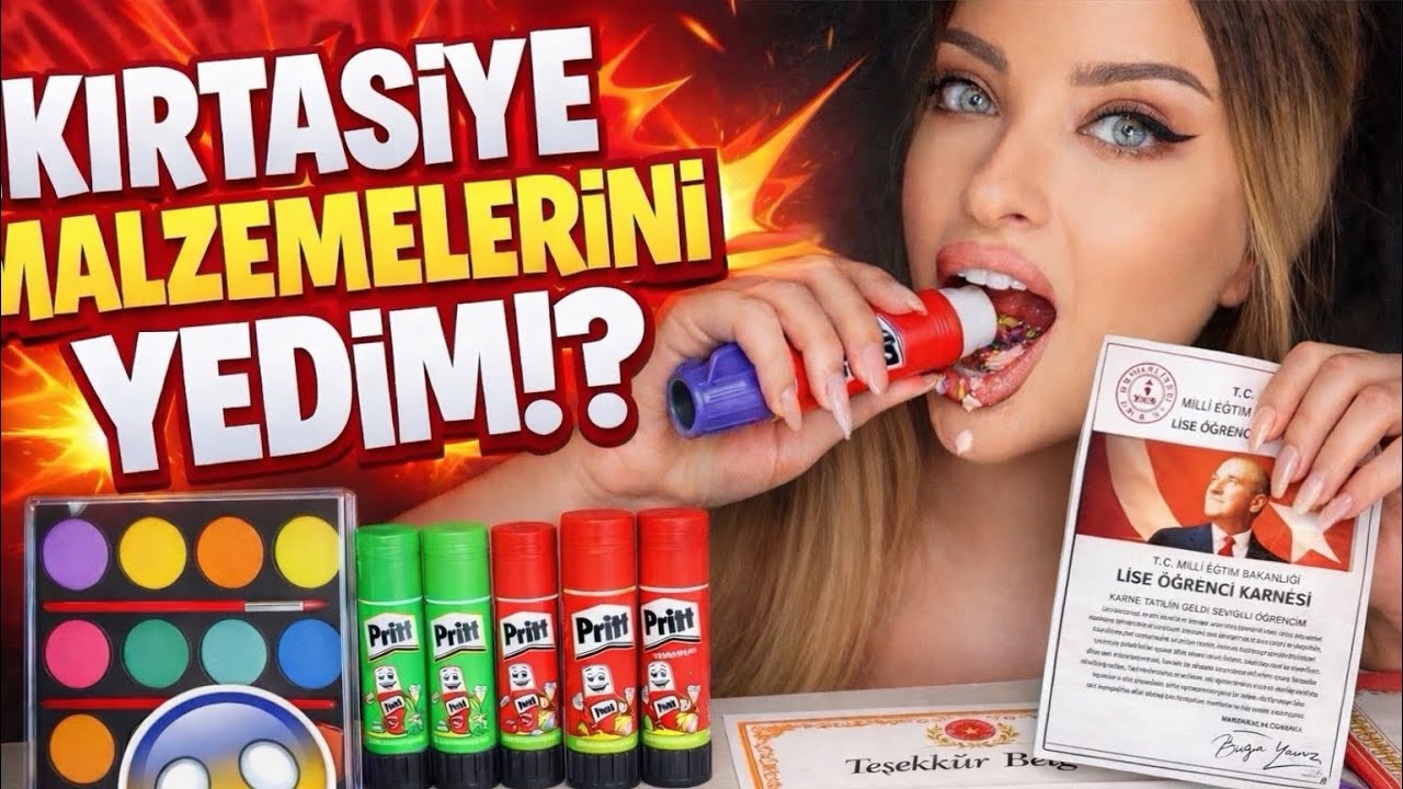 KARNE YEDİM ! 📚  YENİLEBİLİR PRİTT, Sulu Boya, Uç,  | TÜRKÇE ASMR MUKBANG