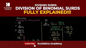Dividing surds / Simple techniques for the Division of Binomial surds / Kunlektra Academy /