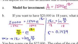 Test C Part 1  #3 to #7   Exponential and Logarithm Applications Real World Problems