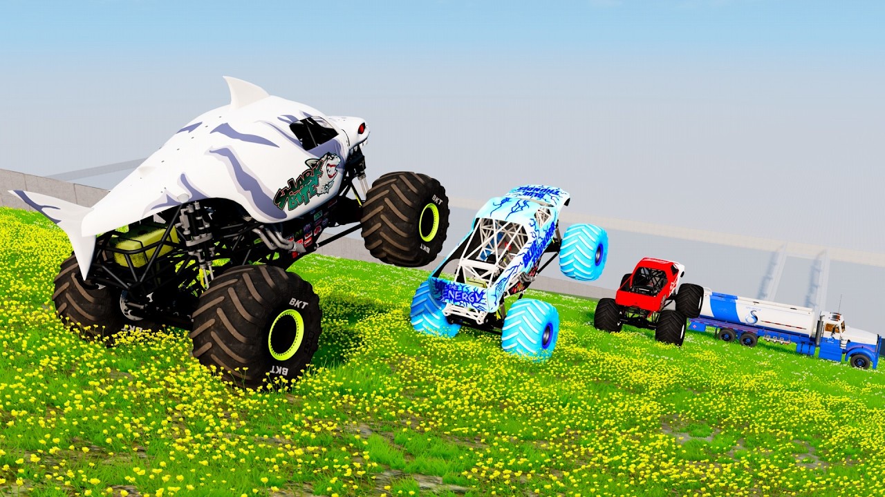 Epic High-Speed Monster Trucks Crazy Jumps & Crashes in BeamNG.drive #015