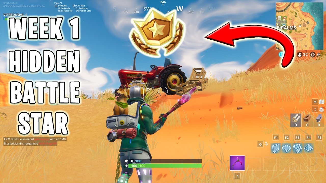 Fortnite First Battle Star Hidden Battle Star Location Week 1 Season 6 Fortnite Youtube