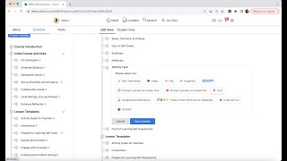 Select Quiz as Activity Type