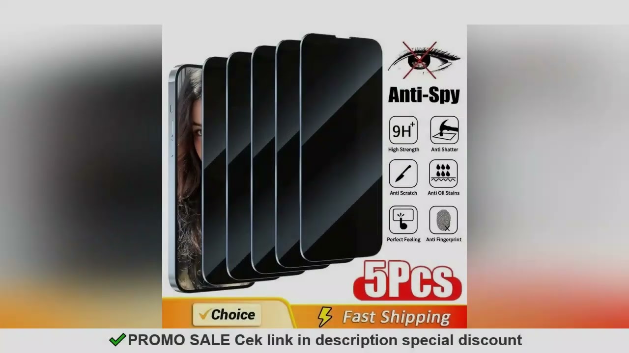 5Pcs Full Cover Privacy Screen Protector For iPhone 16 11 12 13 14 Pro Max Mini 8K Anti-spy Glass Fo