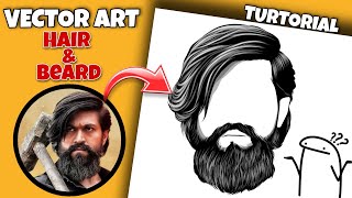How To Draw Vector Art Hair & Beard | Step By Step In Infinite Design | Make Vector Hair 🌝❤